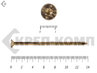 Саморезы Конструкционные, потай Torx, желтый цинк   6.0х140 мм ПРОФИ HIMTEX (100 шт)